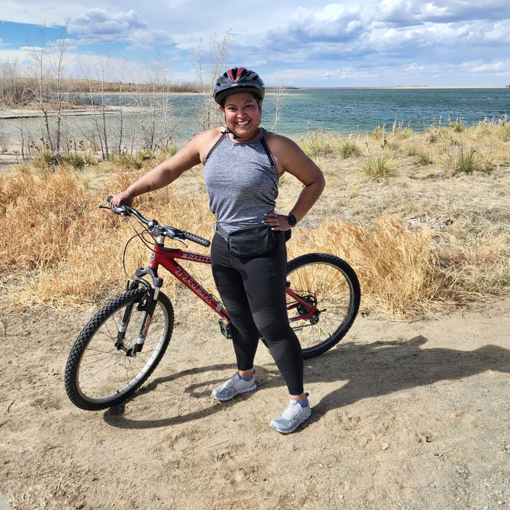 JulieMarie Shepherd Macklin on a bike ride at the Aurora reservoir